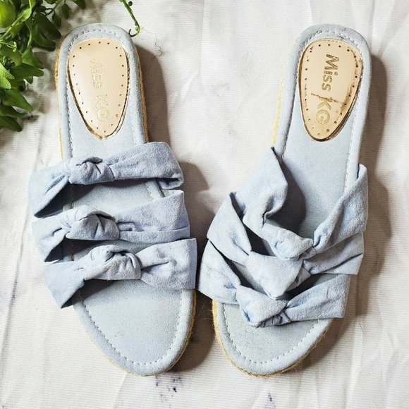 Miss KG Shoes - Miss KG Kurt Geiger Blue Triple Strap Espadrille Flatform Slide Sandals 38 7.5